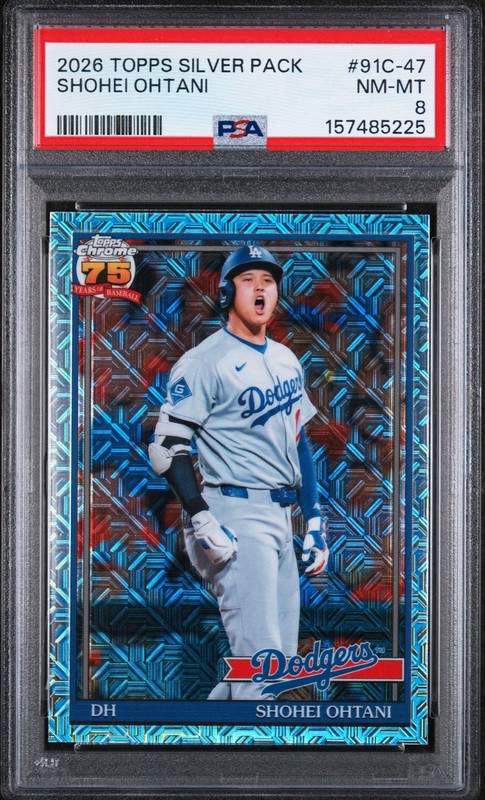 2026 Topps Shohei Ohtani 1991 Chrome Silver Pack Refractor #91C-47 PSA 8 