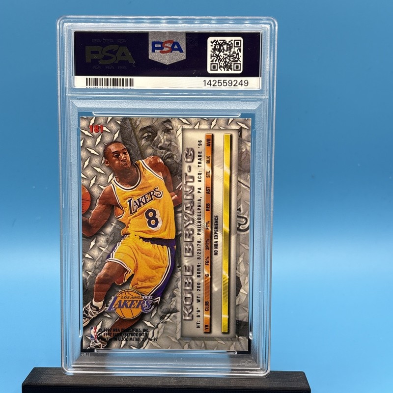 1996-97 Skybox Metal - KOBE BRYANT - Rookie Card #181 - LAKERS  PSA 7 Near Mint view 2