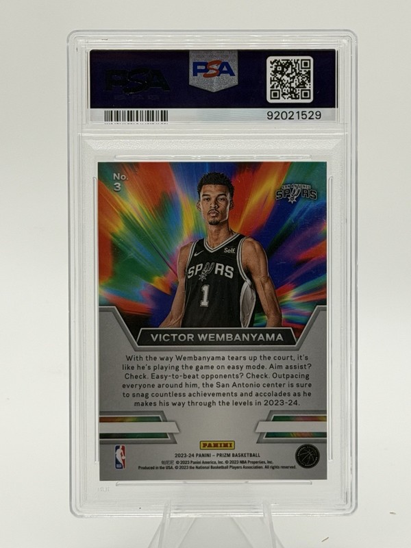 2023 Panini Prizm Instant Impact #3 Victor Wembanyama RC PSA 10 GEM MT Spurs view 2