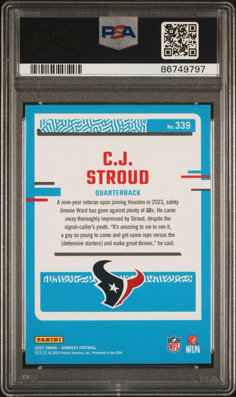  2023 Panini Donruss - Rated Rookie #339 CJ Stroud PSA 10 view 2