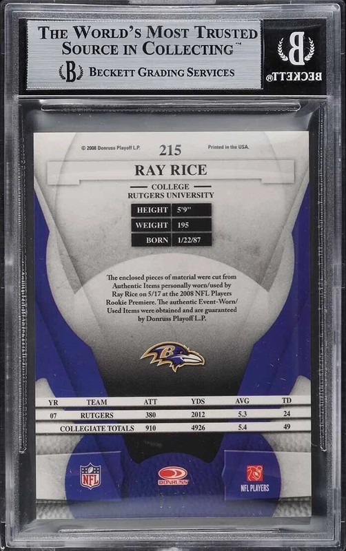 2008 LEAF CERTIFIED DONRUSS LOGOMAN BLACK RAY RICE RC SHIELD PATCH SP 1/1 ROOKIE view 2