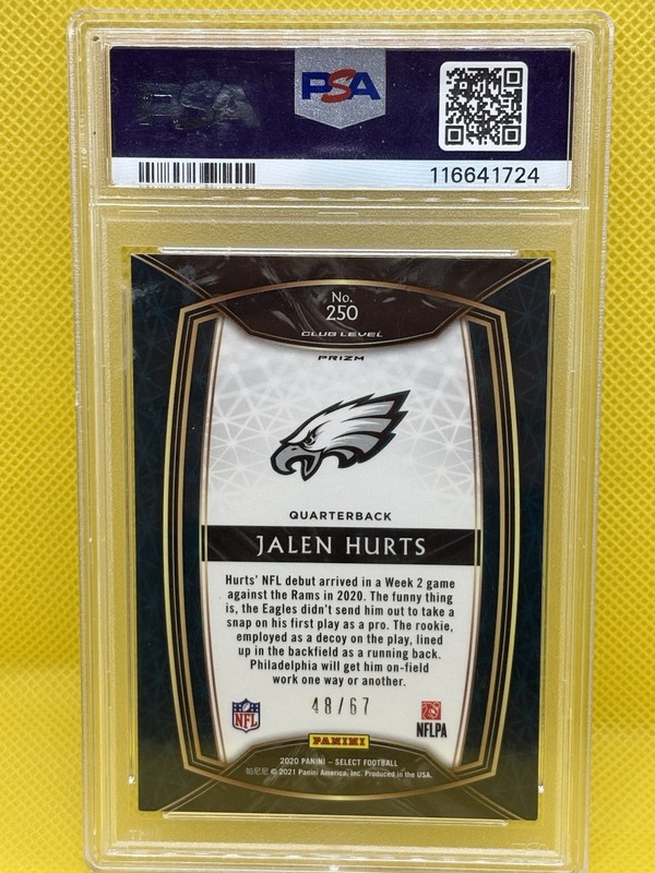 2020 Panini Select - Club Level Jalen Hurts #250 Dragon Scale Prizm /67 (RC) view 2