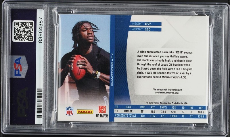 2012 Panini Prestige SHIELD Robert Griffin III ROOKIE RC NFL PATCH AUTO LOGOMAN view 2