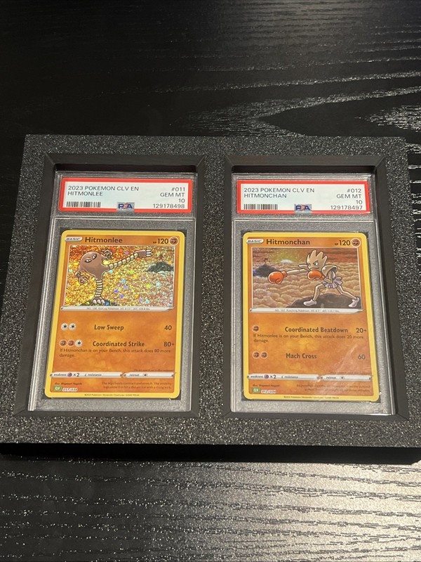 2023 Pokemon CLV EN Hitmonchan #012 Holo Hitmonlee #011 Sequential Set PSA 10