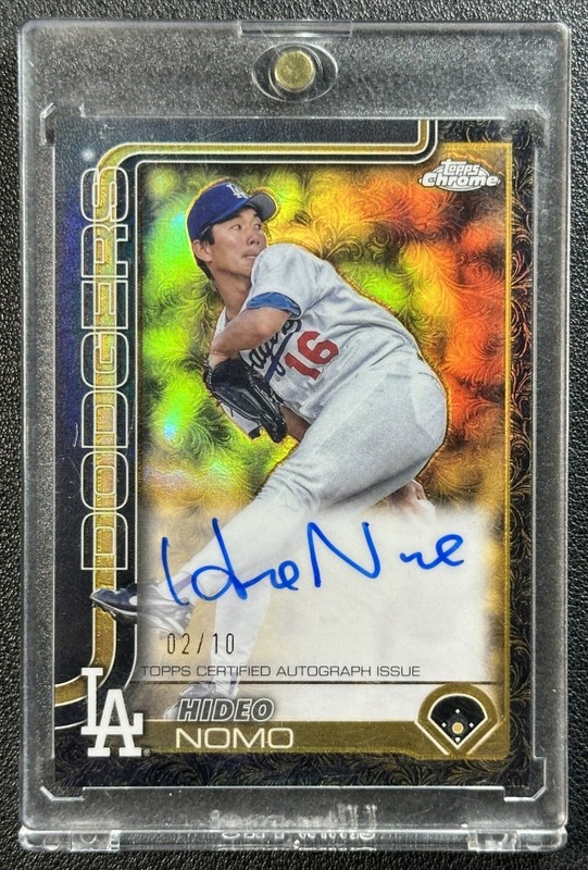 HIDEO NOMO 2025 TOPPS CHROME GILDED COLL GOLD AUTO BLACK GOLD REFRACTOR 2/10