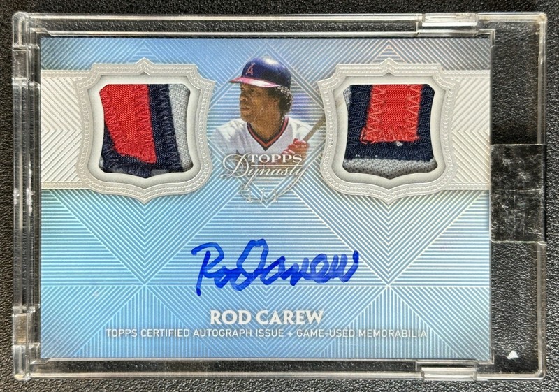 1/1 ROD CAREW 2017 TOPPS DYNASTY #ADR-RC1 DUAL GAME-USED PATCH AUTO BLUE 1/1