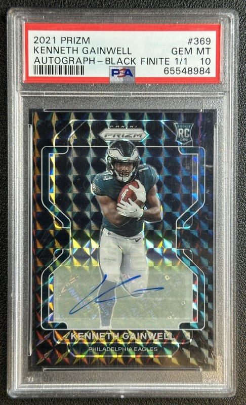 1/1 KENNETH GAINWELL PSA 10 2021 PANINI PRIZM #369 ROOKIE AUTO BLACK FINITE 1/1