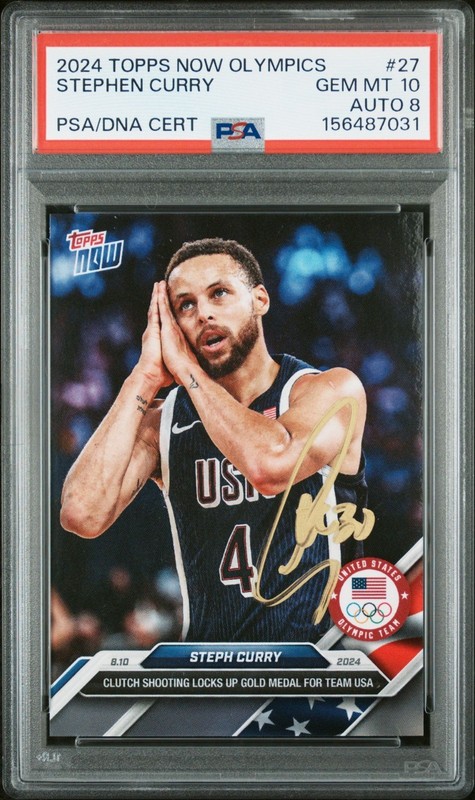 Stephen Curry 2024 Topps Now Olympics USA Night Night 27 PSA 10 Auto 8 156487031