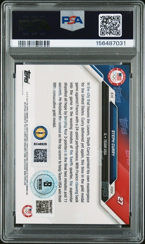 Stephen Curry 2024 Topps Now Olympics USA Night Night 27 PSA 10 Auto 8 156487031 view 2