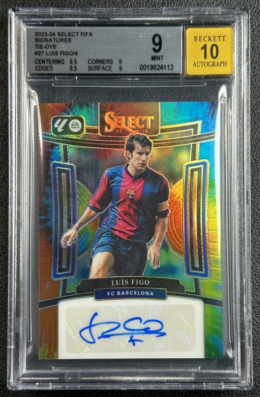 LUIS FIGO BGS 9 2023-24 PANINI SELECT LA LIGA #S-LF AUTO TIE-DYE PRIZM 1/4