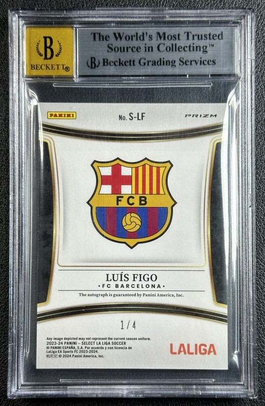 LUIS FIGO BGS 9 2023-24 PANINI SELECT LA LIGA #S-LF AUTO TIE-DYE PRIZM 1/4 view 2