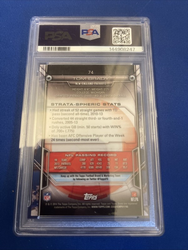 2014 TOM BRADY Topps Strata #74 PSA 6 view 2