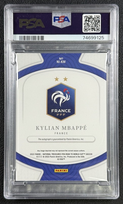 KYLIAN MBAPPE PSA 9 2022 NATIONAL TREASURES FIFA WORLD CUP ARCHIVES INK AUTO /65 view 2