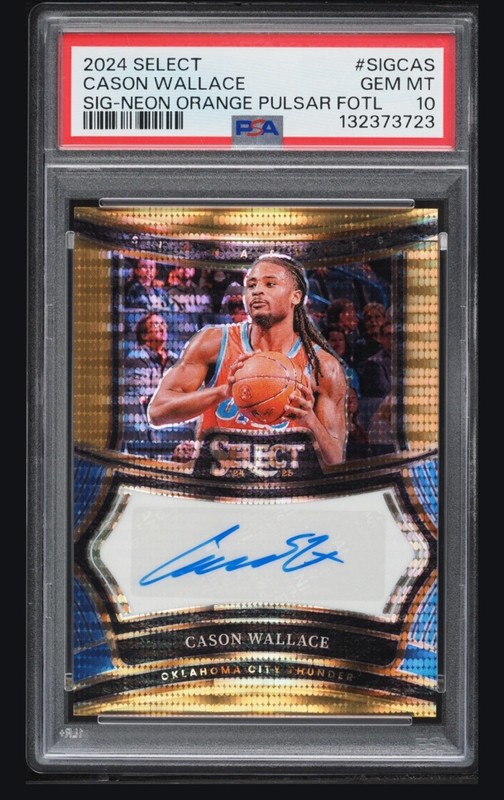 2024 Select Neon Orange Pulsar FOTL Prizm Cason Wallace AUTO /30  PSA 10
