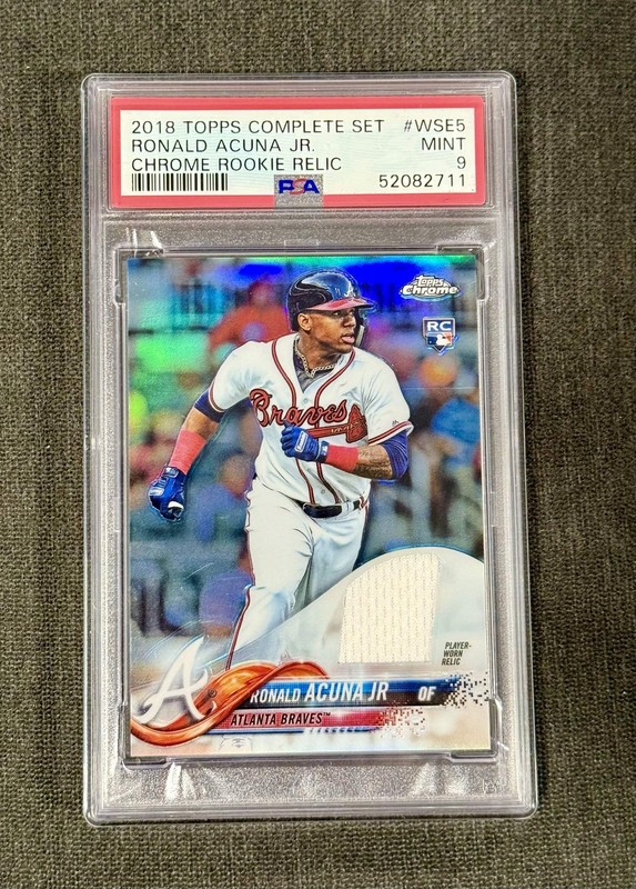 Ronald Acuna Jr. 2018 Topps Complete Set Chrome Rookie Relic #WSE5 PSA 9