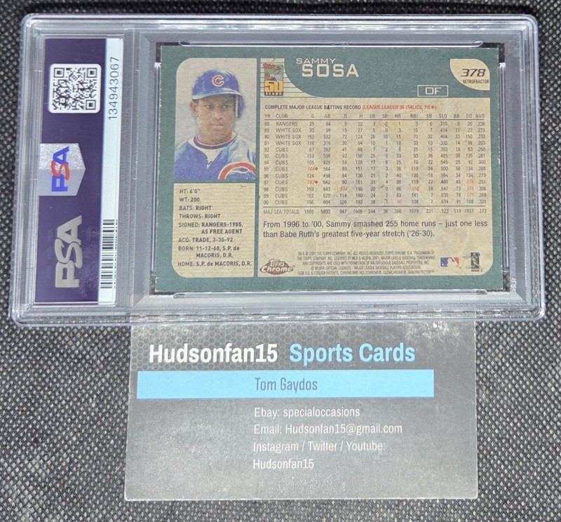 Sammy Sosa 2001 Topps Chrome Gold Retrofactor #378 PSA 8 NM-MT Chicago Cubs view 2
