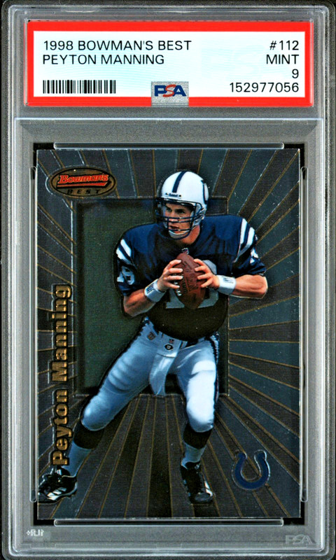 1998 Peyton Manning Bowman's Best #112 RC Rookie Card Indianapolis Colts PSA 9