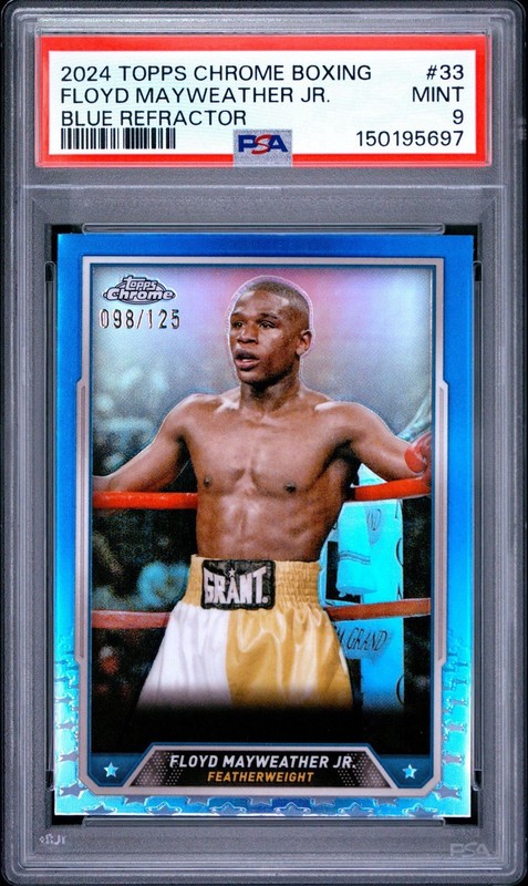 Floyd Mayweather Jr. 2024 Topps Chrome Boxing Refractor #33 Blue /125 PSA 9