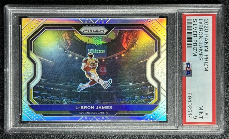 LEBRON JAMES PSA 9 2020-21 PANINI PRIZM #1 KOBE TRIBUTE DUNK SILVER LAKERS 2544