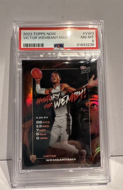 2023 Topps Now Victor Wembanyama Victor Wembanyama #VW-3 /18791 RC PSA 8 Pop 65