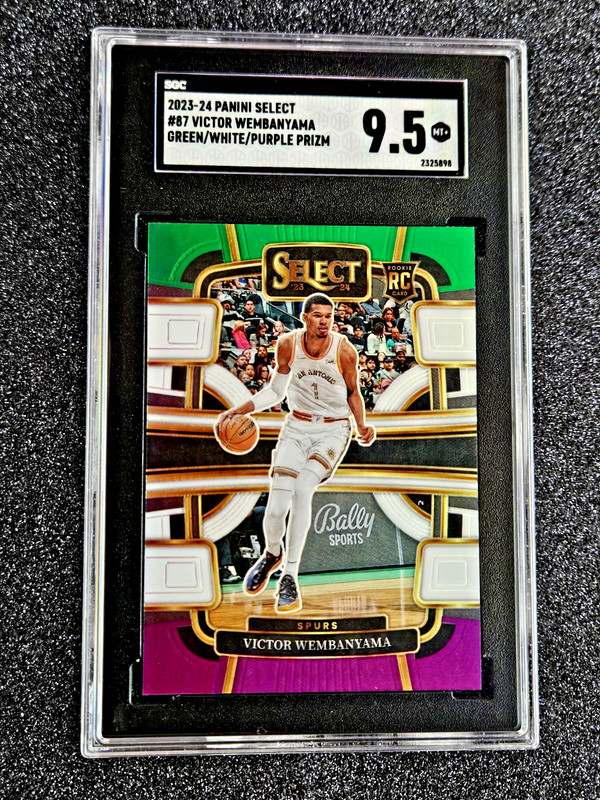 2023-24 Panini Select Prizm RC Victor Wembanyama Green White Purple Rookie #87💥 view 2