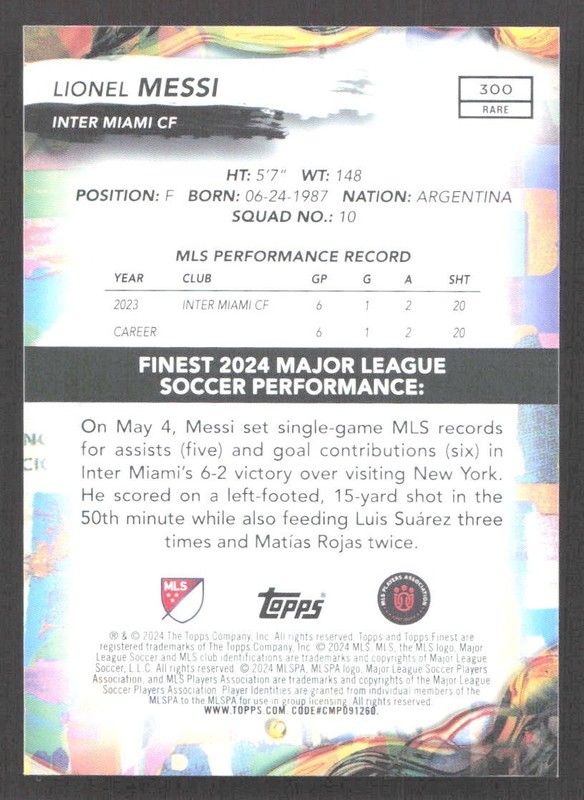 CZD678 - 2024 Topps Finest - Lionel Messi #300 view 2