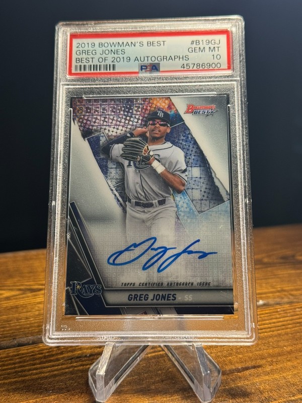 2019 BOWMAN'S BEST GREG JONES AUTO CARD #B19GJ TAMPA BAY RAYS PSA 10