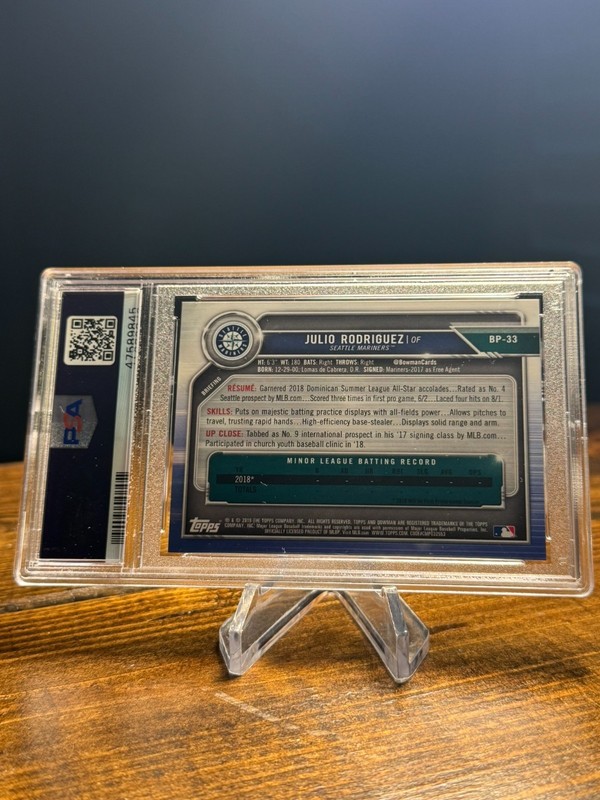 2019 BOWMAN JULIO RODRIGUEZ ROOKIE CARD #BP33 PSA 10 SEATTLE MARINERS view 2