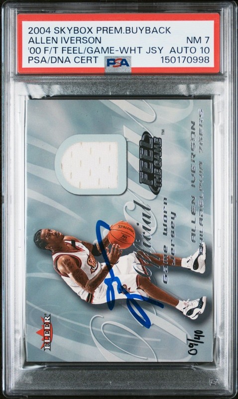 Allen Iverson 2004 SkyBox Premium Game Worn Patch Jersey 9/40 PSA 7 Auto 10
