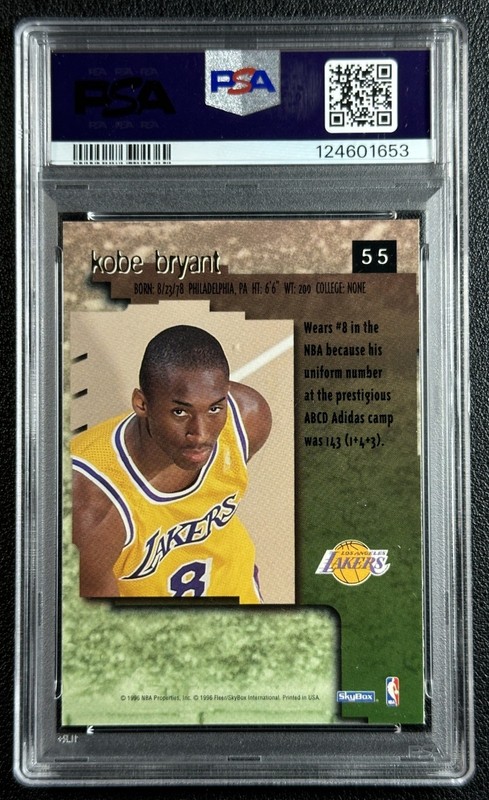 KOBE BRYANT PSA 9 1996-97 SKYBOX PREMIUM #55 ROOKIE RC LAKERS 1653 view 2