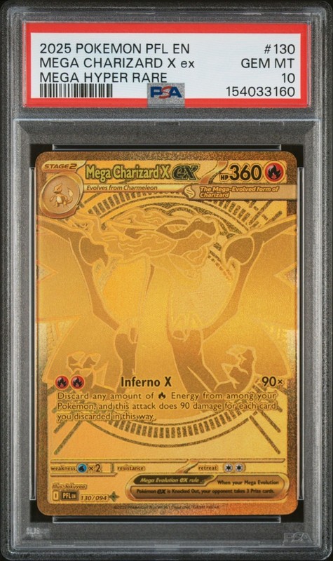 2025 POKEMON PFL EN-PHANTASMAL FLAMES MEGA HYPER RARE MEGA CHARIZARD X EX PSA 10