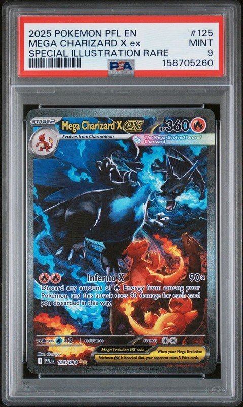 2025 POKEMON PFL SPECIAL ILLUSTRATION RARE #125 MEGA CHARIZARD X EX PSA 9