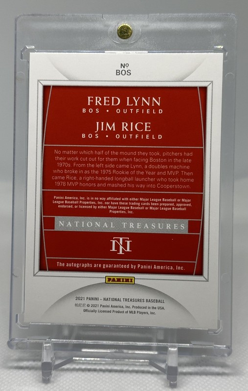 2021 National Treasures Baseball Jim Rice & Fred Lynn Dual Auto /10 #BOS view 2
