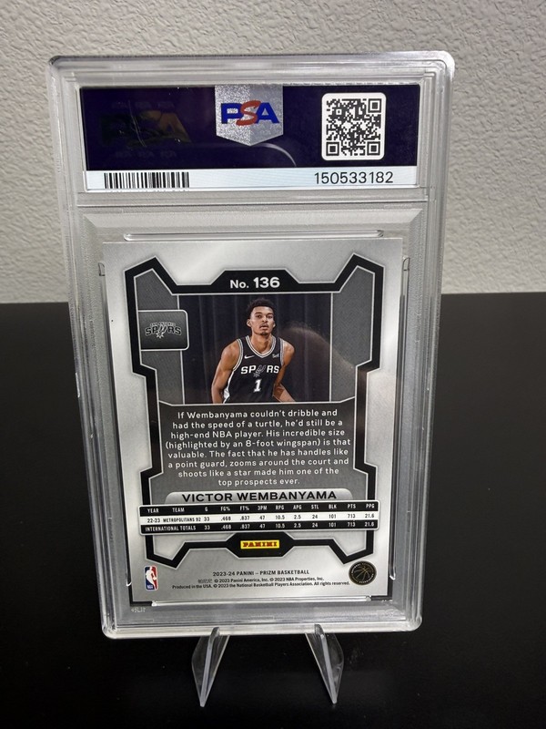 2023 Prizm Base Rookie RC Victor Wembanyama #136 PSA 10 GEM MINT Spurs view 2