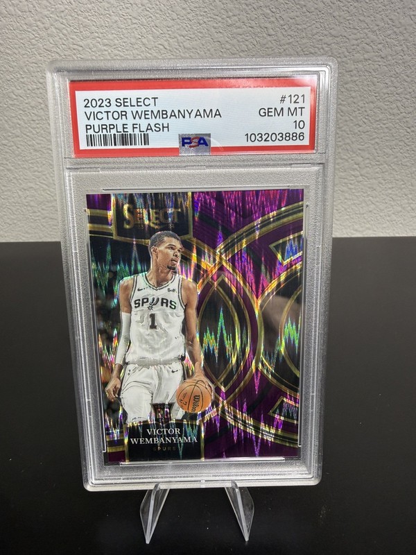VICTOR WEMBANYAMA 2023-24 SELECT PURPLE FLASH ROOKIE /175 #121 PSA 10 Spurs RC