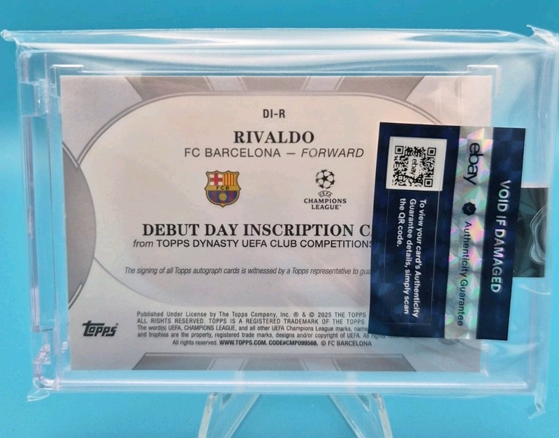 2024-25 Topps Dynasty Debut Day UCC Soccer Rivaldo ON CARD AUTO 1/1 view 2