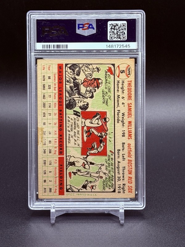 1956 Topps - Ted Williams #5 White Back PSA 2 view 2