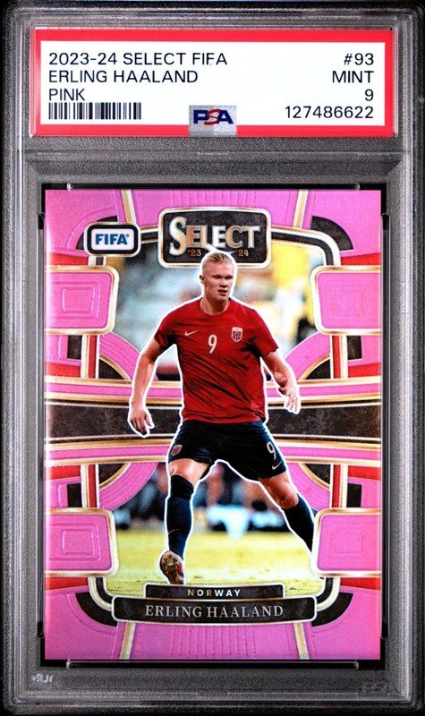 2023 Panini Select FIFA #93 Erling Haaland Pink Prizm /75 PSA 9 Terrace  Norway