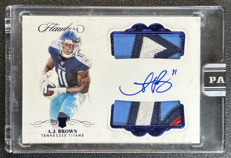 AJ BROWN 2019 PANINI FLAWLESS ROOKIE DUAL PATCH AUTO BLUE 2021 BLACKBOX 1/1