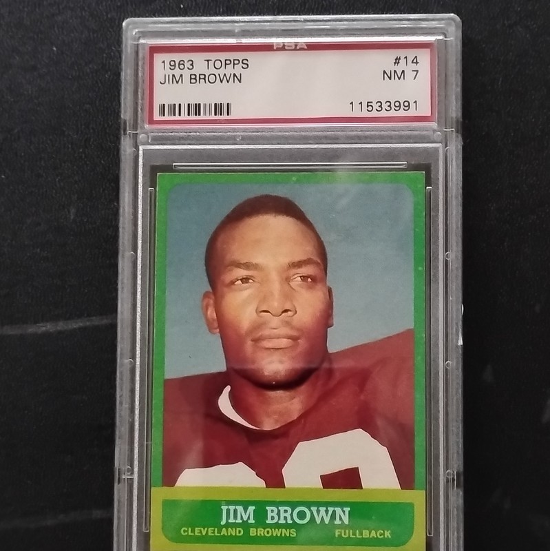 Topps 1963 Jim Brown #14 Set Break PSA 7 view 2