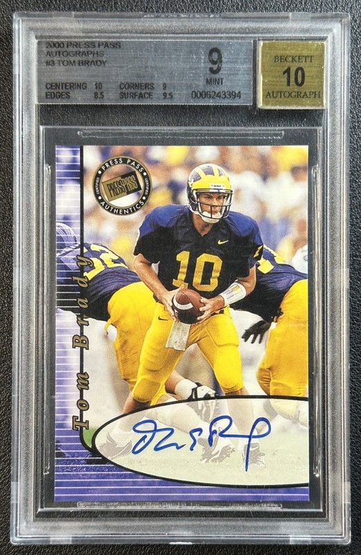TOM BRADY BGS 9 2000 PRESS PASS AUTHENTICS ROOKIE AUTOGRAPH RC 10 AUTO MINT