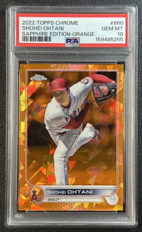 SHOHEI OHTANI PSA 10 2022 TOPPS CHROME SAPPHIRE #660 ORANGE REFRACTOR 23/25 GEM