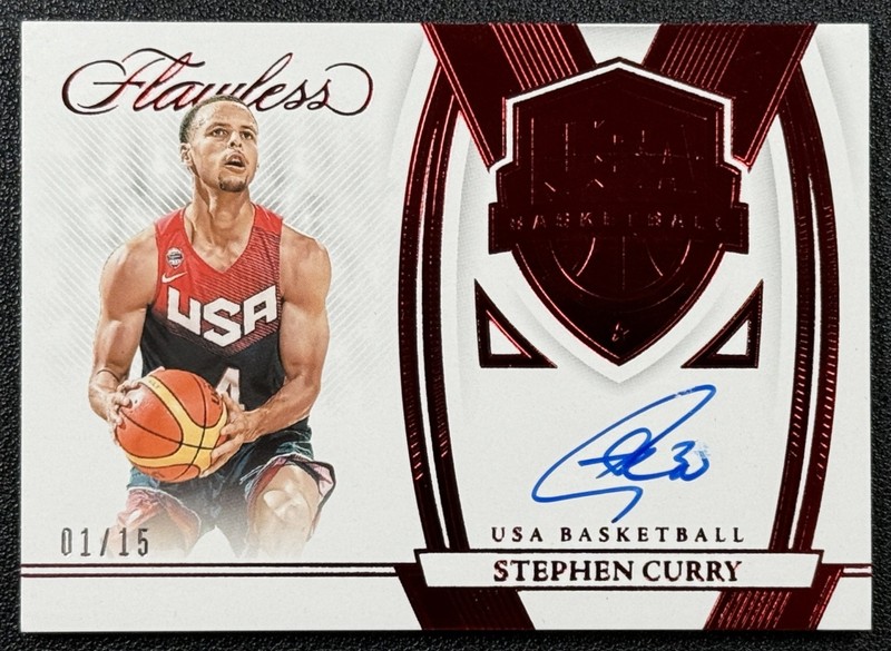 STEPHEN CURRY 2021-22 PANINI FLAWLESS #USA-SCW USA BASKETBALL RUBY AUTO 1/15
