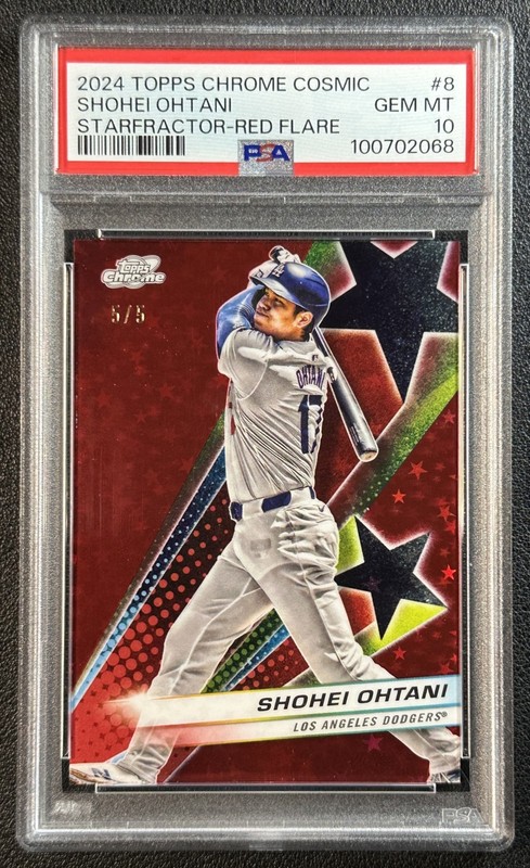 SHOHEI OHTANI PSA 10 2024 TOPPS COSMIC CHROME STARFRACTOR RED FLR REFRACTOR 5/5