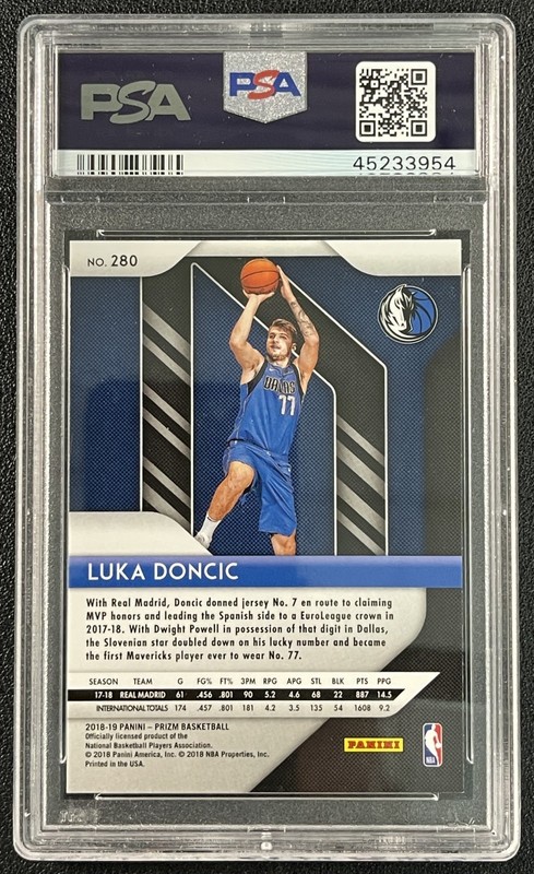 LUKA DONCIC PSA 10 2018-19 PANINI PRIZM #280 ROOKIE RC MAVERICKS 3954 view 2