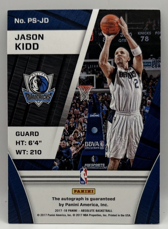 2017-18 Panini Absolute Jason Kidd Autograph Auto TRUE 1/1 view 2