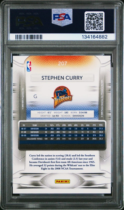 2009 Panini Prestige Stephen Curry PSA 9 view 2