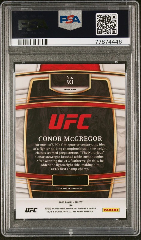 2022 Panini Select UFC Conor McGregor #93 Disco Prizm PSA 10 view 2