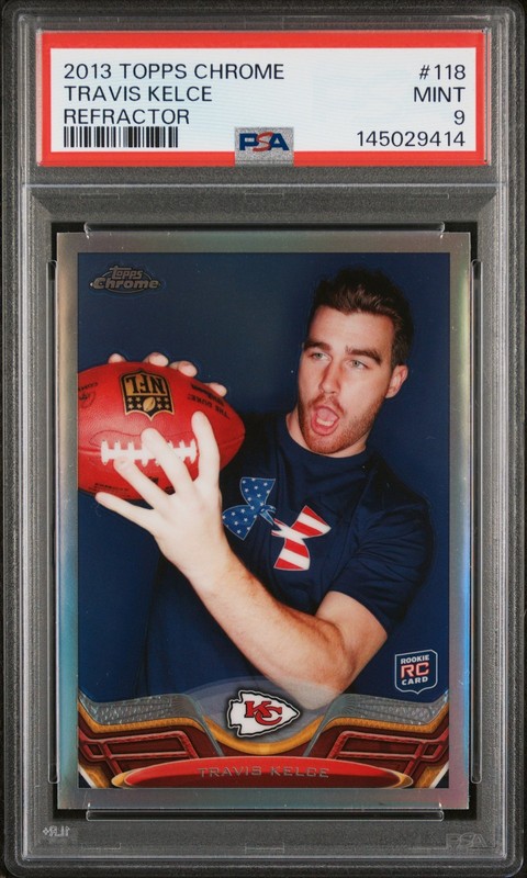 2013 Topps Chrome #118 Travis Kelce Refractor Rookie RC Card PSA 9 view 1