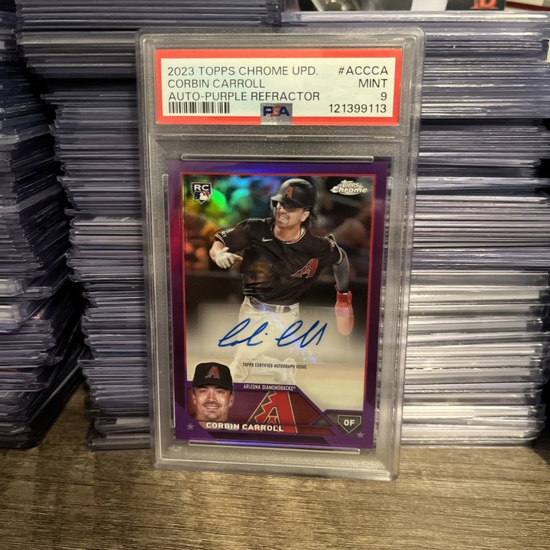 2023 Topps Chrome Update Corbin Carroll RC Auto Purple Refractor PSA 9 /250